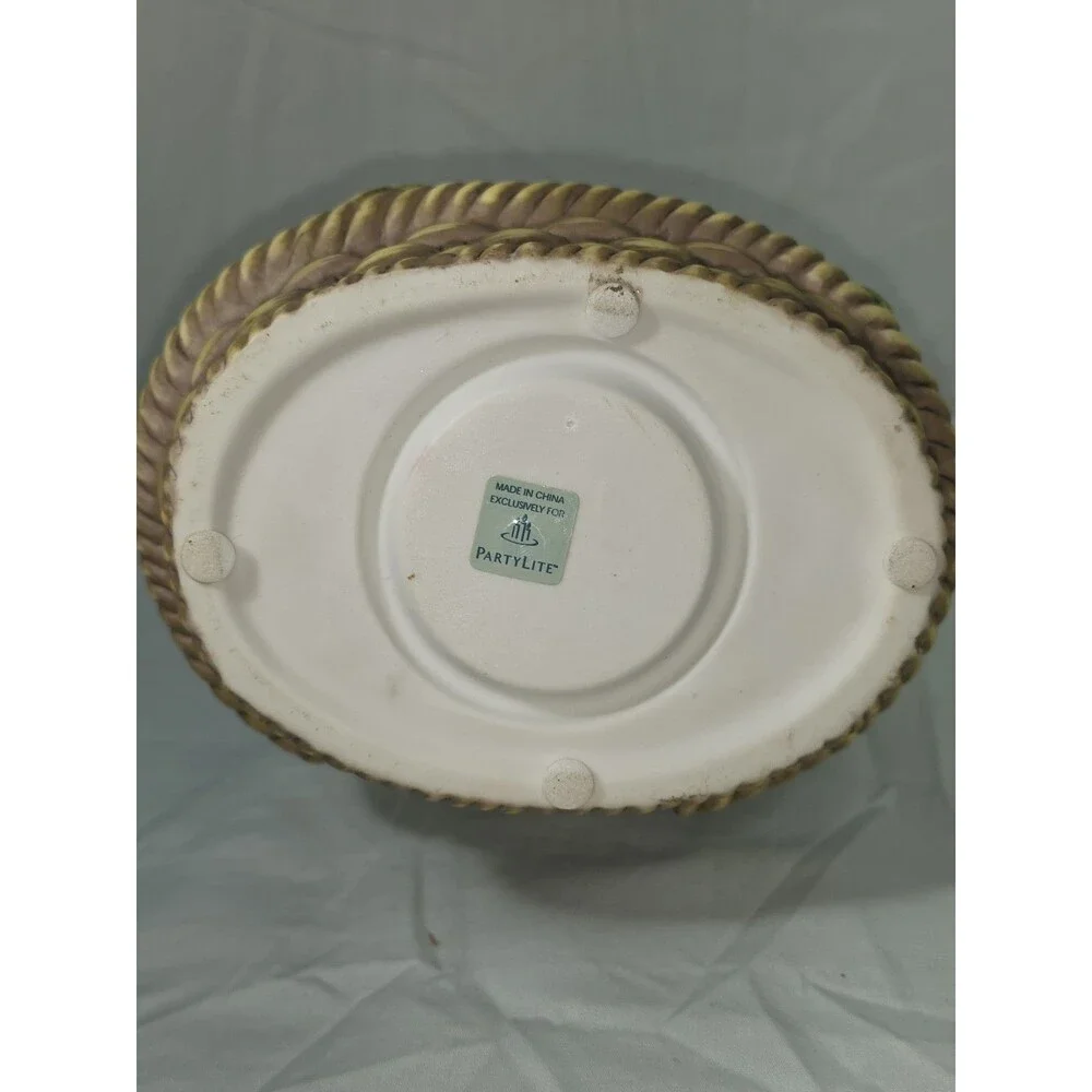 Vintage PartyLite Ceramic Flower Basket Tealight Candle Holder Spring Floral